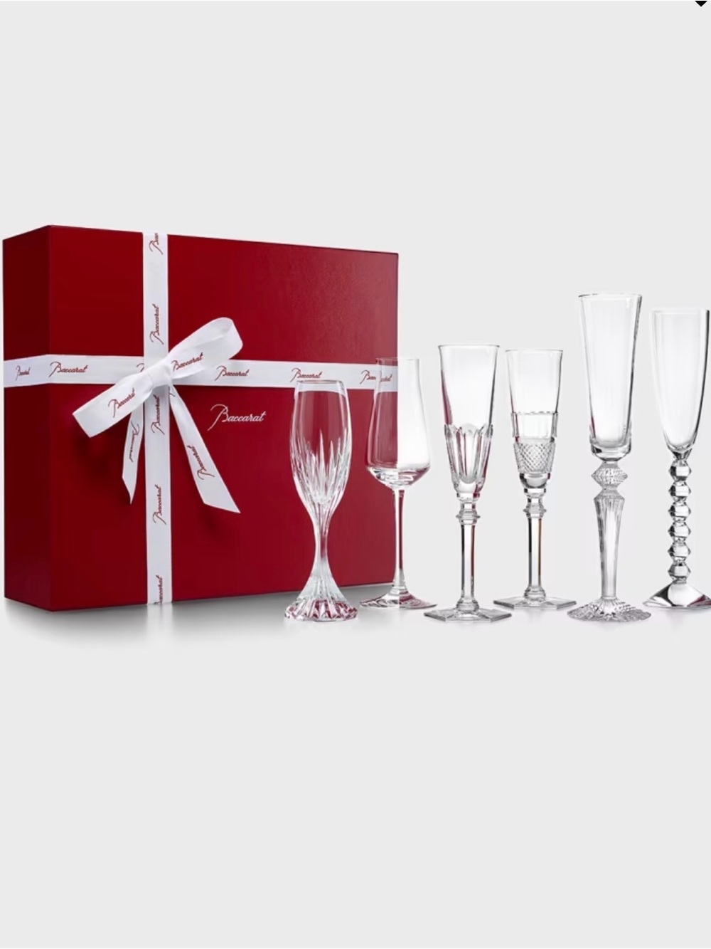 Baccarat Red Gift Box with Clear Crystal Stemware Assortment